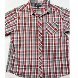 Marmot Shirt Plaid Short Sleeve Organic Cotton Gorpcore Granola Bro Mens Sz XL